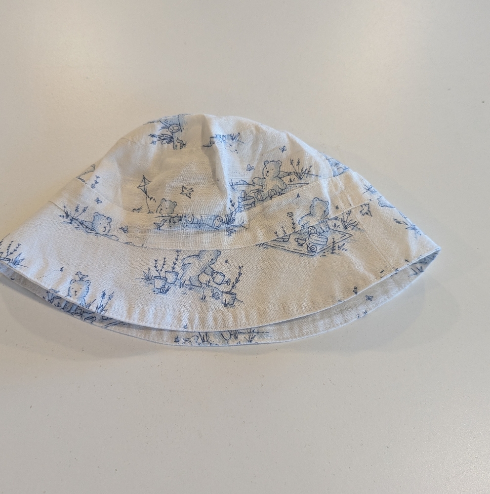 New Baby Gap Blue White Bear Summer Bucket Hat 6-12 month